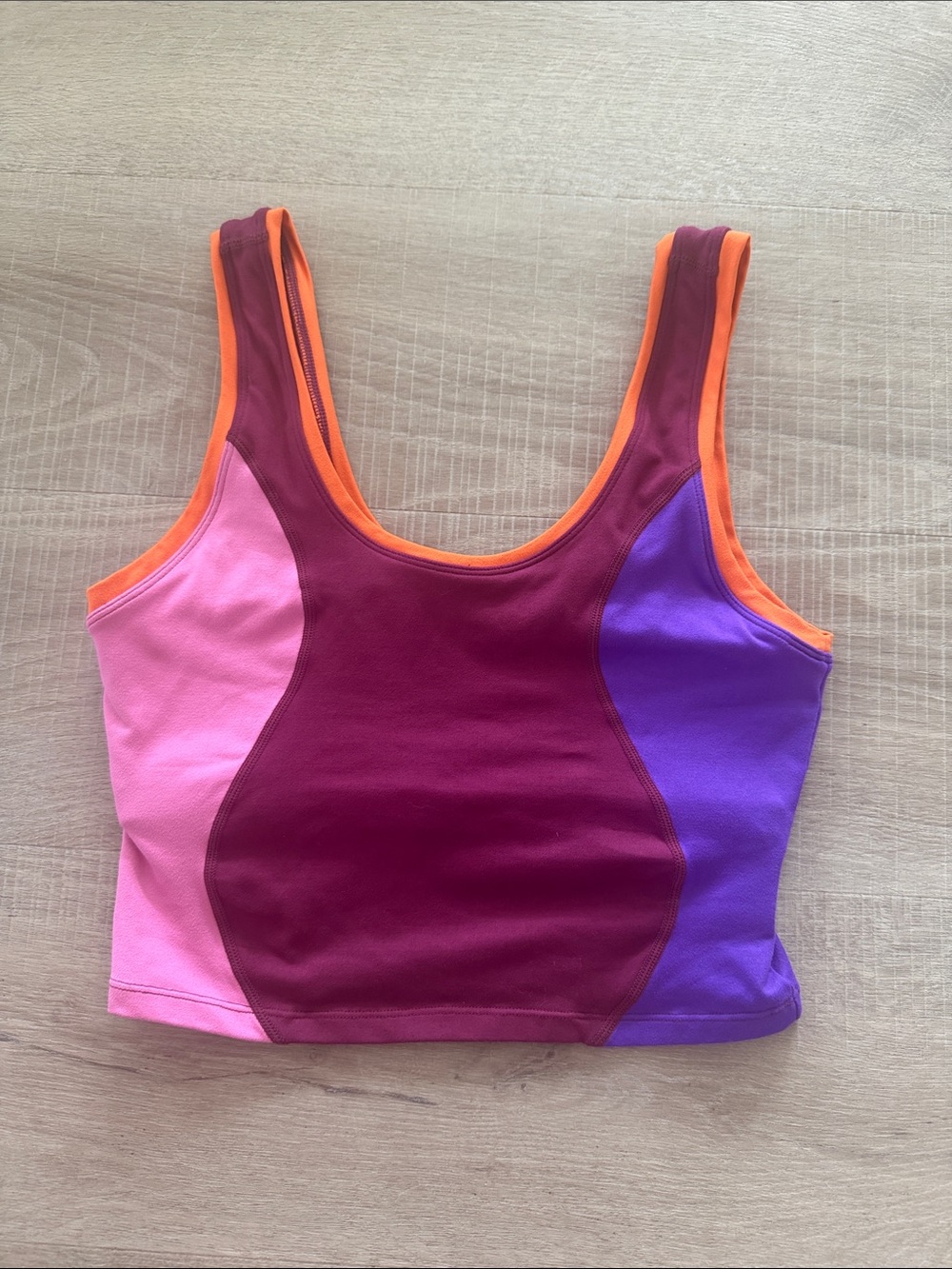 Terez TLC Princess Seam Colorblock Crop Top size Small